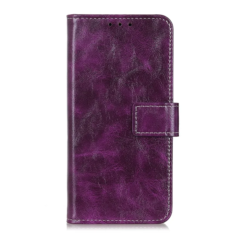 Crazy Horse Texture Leather Retro Style Phone Protective Shell for Samsung Galaxy S21 5G/S21 4G - Purple