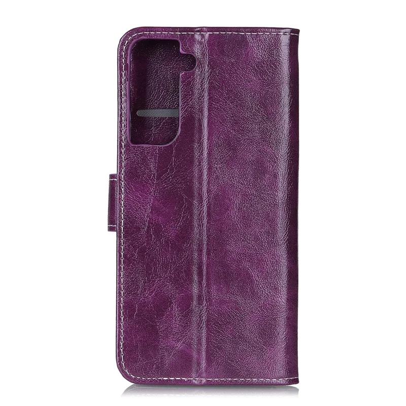 Crazy Horse Texture Leather Retro Style Phone Protective Shell for Samsung Galaxy S21 5G/S21 4G - Purple