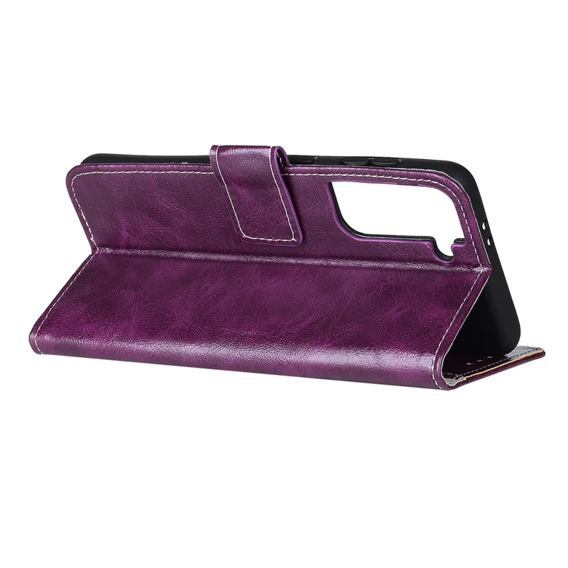 Crazy Horse Texture Leather Retro Style Phone Protective Shell for Samsung Galaxy S21 5G/S21 4G - Purple