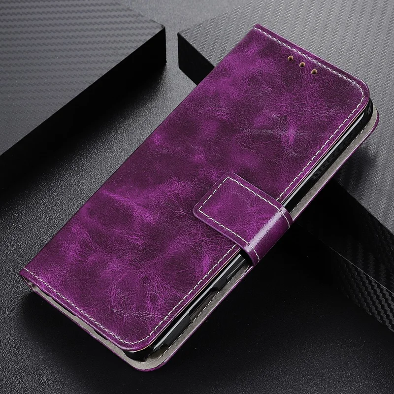 Crazy Horse Texture Leather Retro Style Phone Protective Shell for Samsung Galaxy S21 5G/S21 4G - Purple