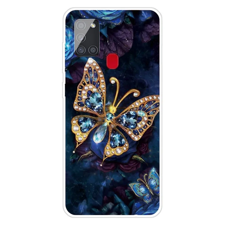 High Transmittance Patterned Phone Cover for Samsung Galaxy A21s Protector TPU Case - Vivid Butterfly