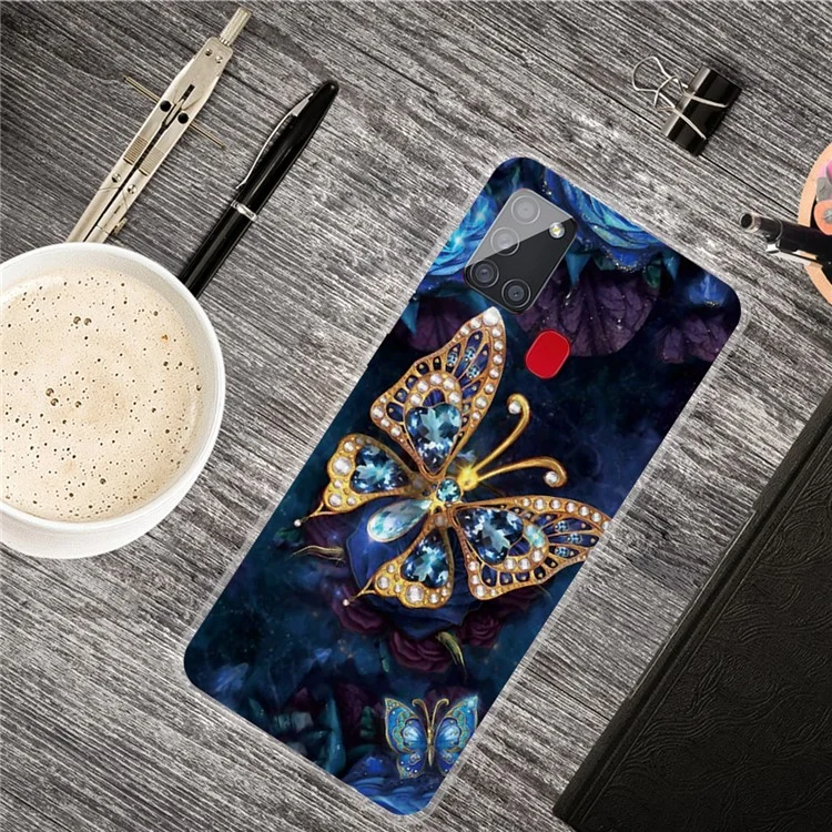 High Transmittance Patterned Phone Cover for Samsung Galaxy A21s Protector TPU Case - Vivid Butterfly