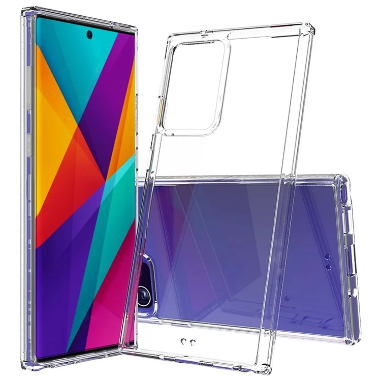 Anti-Risco Ultra Clear Capa Híbrida de Acrílico Transparente + Bordas TPU Coloridas para Samsung Galaxy Note20 Ultra/Note20 Ultra 5G - Transparente