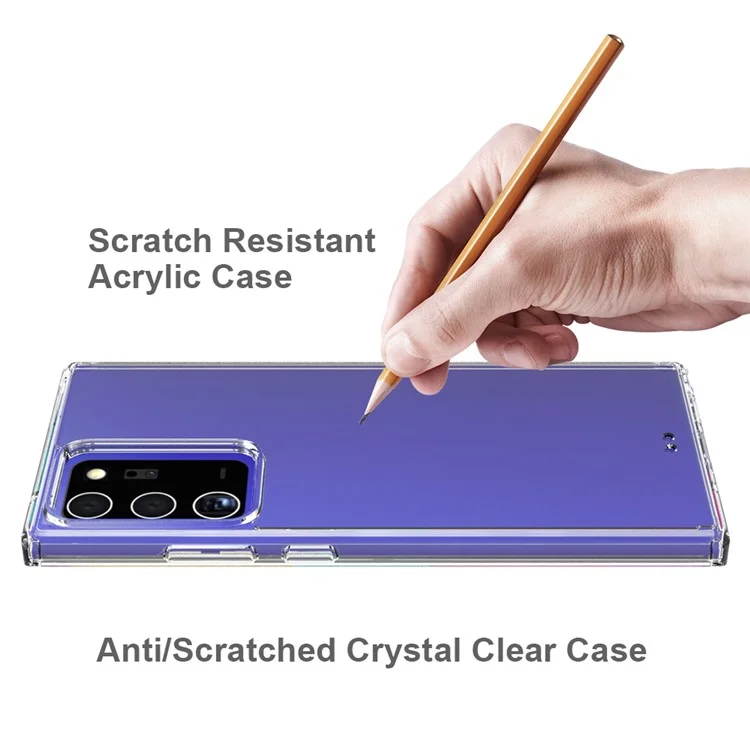 Anti-Risco Ultra Clear Capa Híbrida de Acrílico Transparente + Bordas TPU Coloridas para Samsung Galaxy Note20 Ultra/Note20 Ultra 5G - Transparente