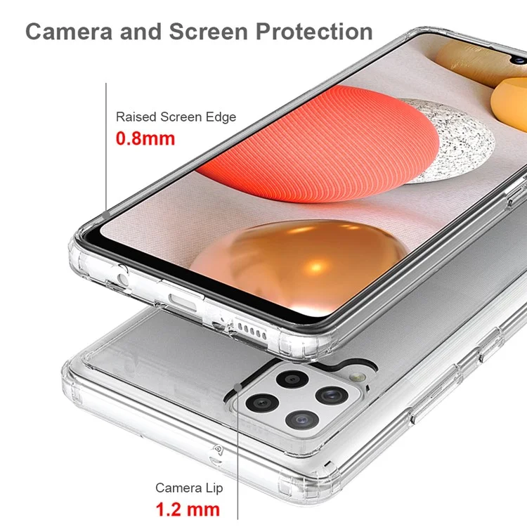 Back Acrilico Duro Anti-scratch + Custodia Ibrida a Cristallino Tpu Morbido Per Samsung Galaxy A42 5G - Trasparente