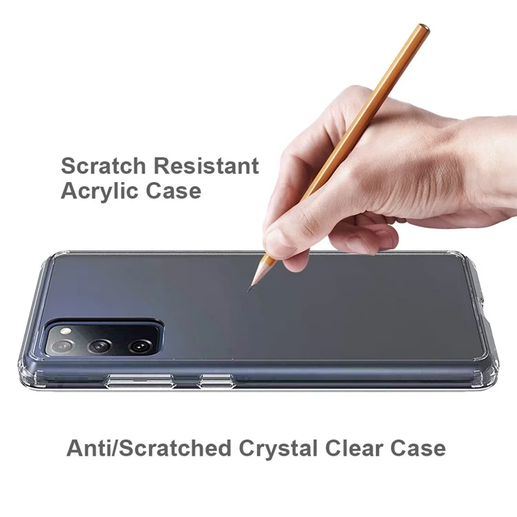 Para Samsung Galaxy S20 FE 4G/5G/S20 Lite/S20 FE 2022 Anti-Arañazos Absorción de Golpes Cristal Claro Acrílico + Funda Híbrida de TPU - Transparente