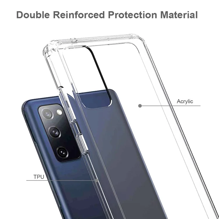 Para Samsung Galaxy S20 FE 4G/5G/S20 Lite/S20 FE 2022 Anti-Arañazos Absorción de Golpes Cristal Claro Acrílico + Funda Híbrida de TPU - Transparente