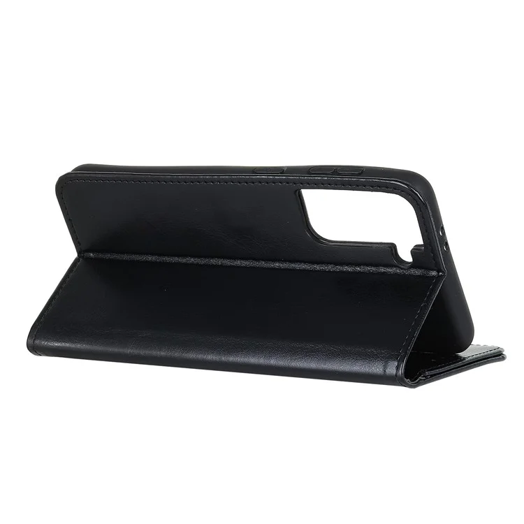 Crazy Horse Wallet Stand Lederschutzschutz Für Samsung Galaxy S21+ - Schwarz