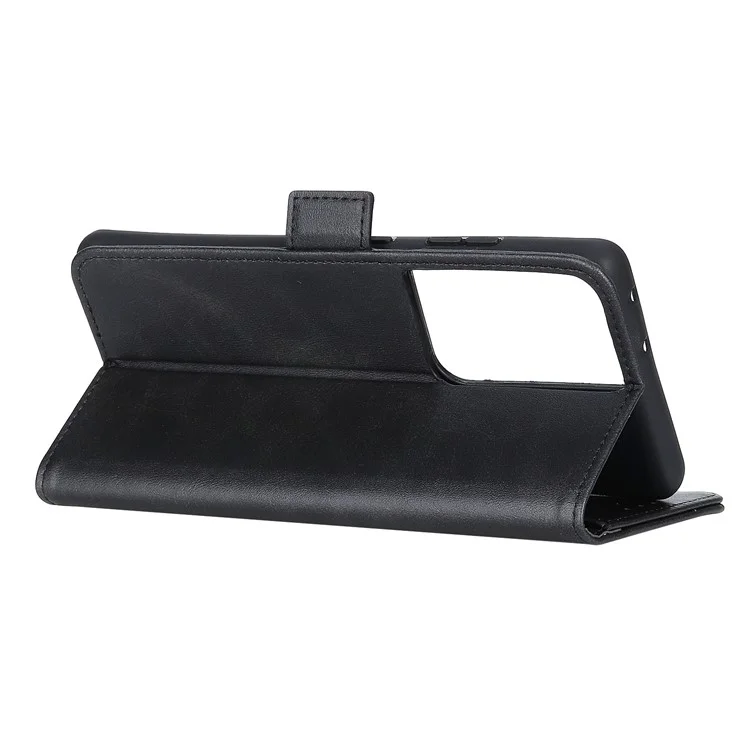 Schutzständer Magnetischer Verschluss Leder Telefon Shell Für Samsung Galaxy S21 Ultra 5G - Schwarz