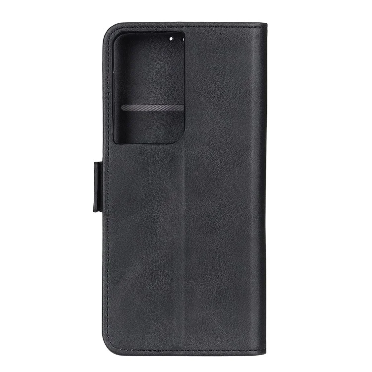 Schutzständer Magnetischer Verschluss Leder Telefon Shell Für Samsung Galaxy S21 Ultra 5G - Schwarz