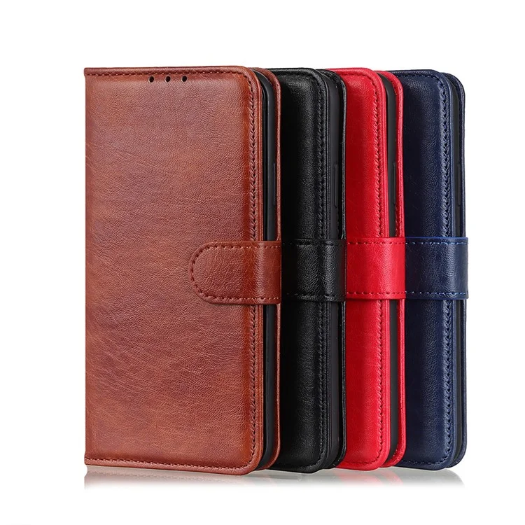 Per Samsung Galaxy S21 Ultra 5G Magnetic Crazy Horse Skin Leather Wallet Phone Folio Flip Cover Case - Nero