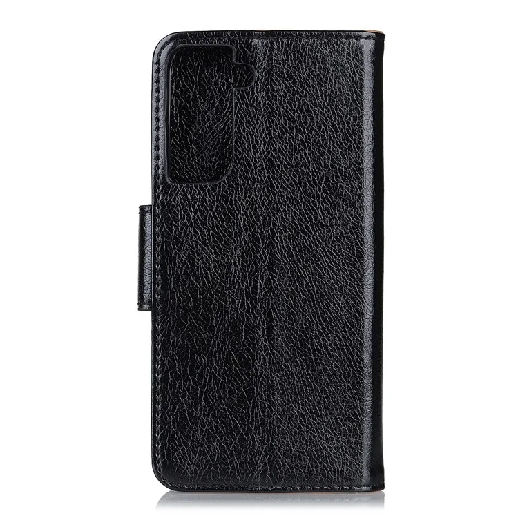 Nappa Texture Split Leather Wallet Flip Case for Samsung Galaxy S21 5G/S21 4G - Black