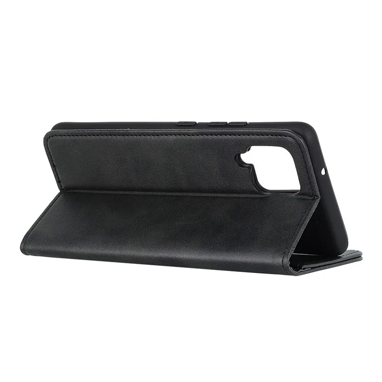 Caso De Telefone Para Samsung Galaxy A12 Anti-Drop Wallet Stand Shell À Prova De Choque Flip Tampa Protetora - Preto