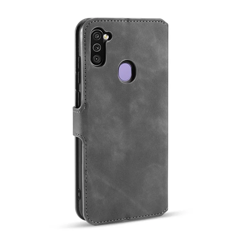 Dg. Shell de Billetera de Cuero de Estilo Retro Ming Para Samsung Galaxy A11 (versión de la Ue) - Gris