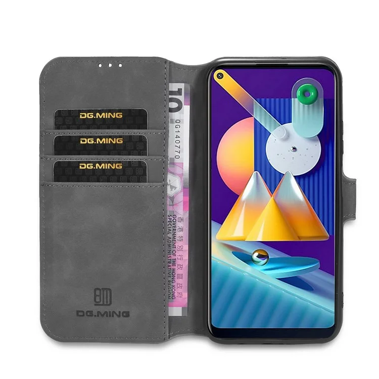 Dg. Shell de Billetera de Cuero de Estilo Retro Ming Para Samsung Galaxy A11 (versión de la Ue) - Gris