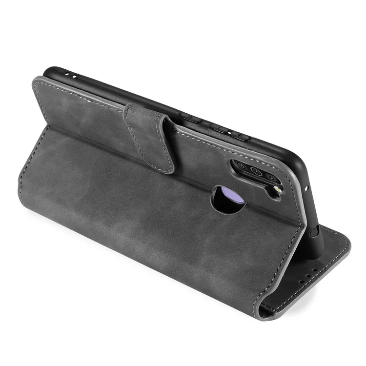 Dg. Shell de Billetera de Cuero de Estilo Retro Ming Para Samsung Galaxy A11 (versión de la Ue) - Gris
