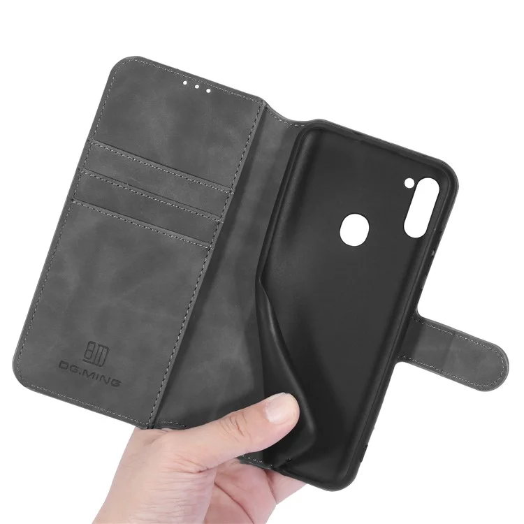 Dg. Shell de Billetera de Cuero de Estilo Retro Ming Para Samsung Galaxy A11 (versión de la Ue) - Gris