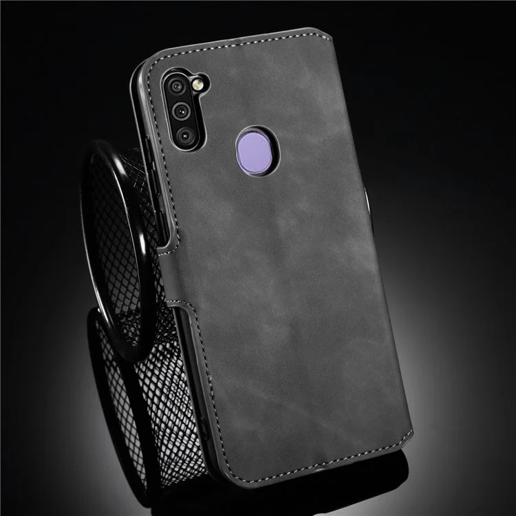 Dg. Shell de Billetera de Cuero de Estilo Retro Ming Para Samsung Galaxy A11 (versión de la Ue) - Gris