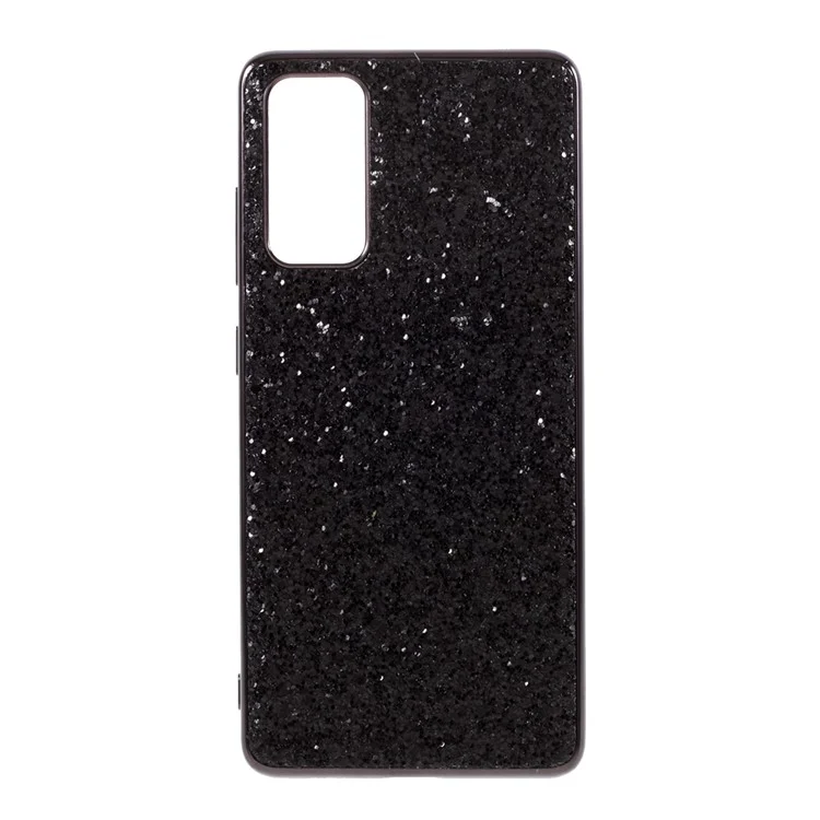 Para Samsung Galaxy S20 FE 4G/5G/S20 Lite/S20 FE 2022 Diseño de Lentejuelas Brillantes Marco Plateado TPU + Carcasa Híbrida de PC - Negro