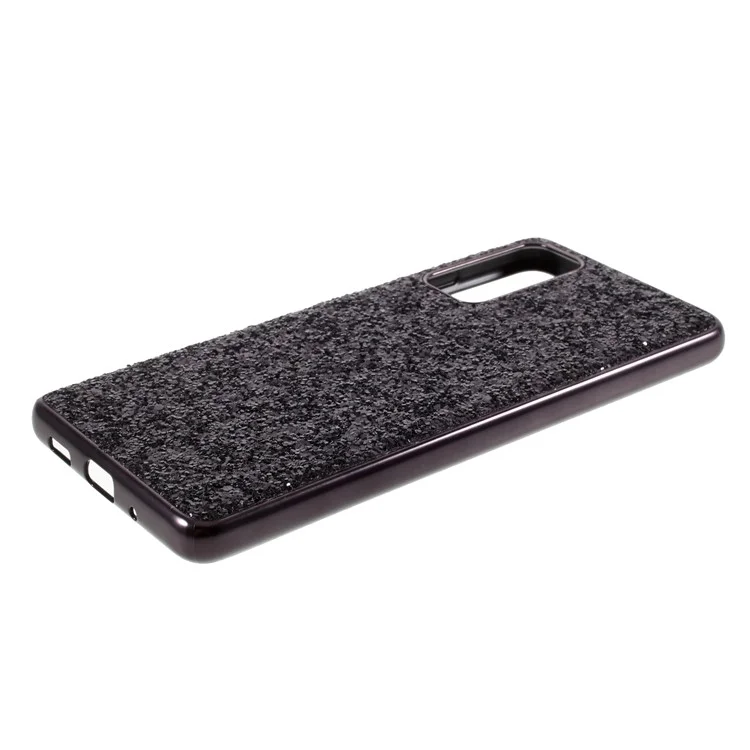 Para Samsung Galaxy S20 FE 4G/5G/S20 Lite/S20 FE 2022 Diseño de Lentejuelas Brillantes Marco Plateado TPU + Carcasa Híbrida de PC - Negro