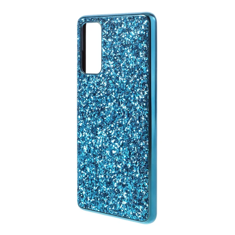 For Samsung Galaxy S20 FE 4G/5G/S20 Lite/S20 FE 2022 Glittering Sequins Design Plated TPU Frame + PC Hybrid Shell Case - Blue
