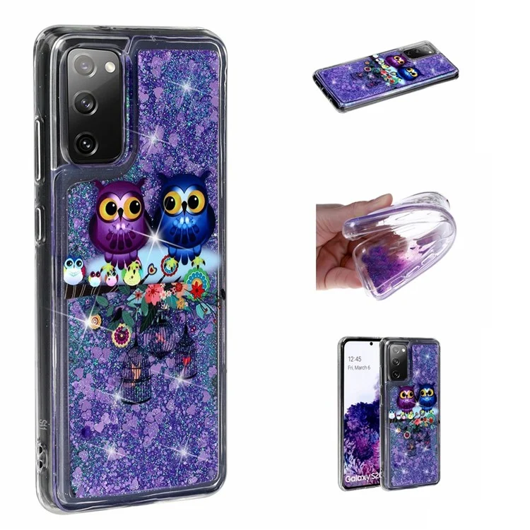 Para Samsung Galaxy S20 FE 4G/5G/S20 Lite/s20 FE 2022 Glitter Powdsend Casa de TPU Portenho - Casal Corujas