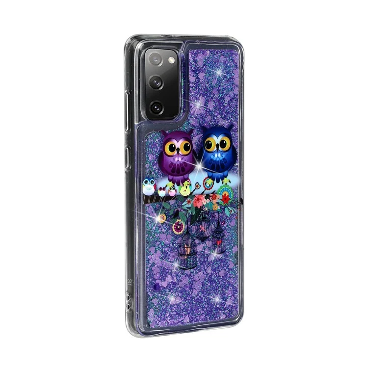 Per Samsung Galaxy S20 FE 4G/5G/S20 Lite/S20 FE 2022 Glitter Powder Quicksand Patterned TPU Case - Coppia di gufi