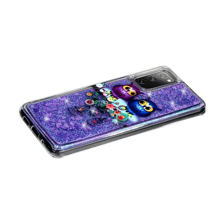 Per Samsung Galaxy S20 FE 4G/5G/S20 Lite/S20 FE 2022 Glitter Powder Quicksand Patterned TPU Case - Coppia di gufi