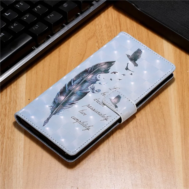 Per Samsung Galaxy S20 FE 4G/5G/S20 Lite/S20 FE 2022 Light Spot Decor Pattern Printing Leather Case - Blue Feather