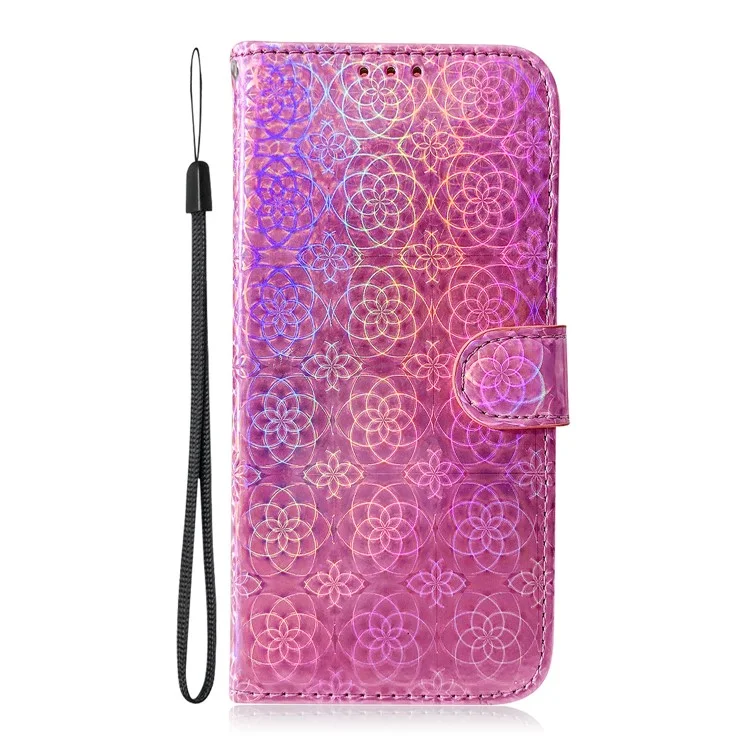 Blumenmuster Lederstehwallet Case für Samsung Galaxy S21 5G/S21 4G - Pink