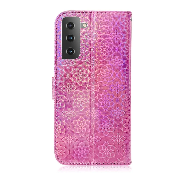 Blumenmuster Lederstehwallet Case für Samsung Galaxy S21 5G/S21 4G - Pink