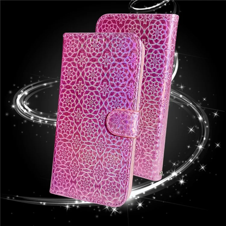 Blumenmuster Lederstehwallet Case für Samsung Galaxy S21 5G/S21 4G - Pink