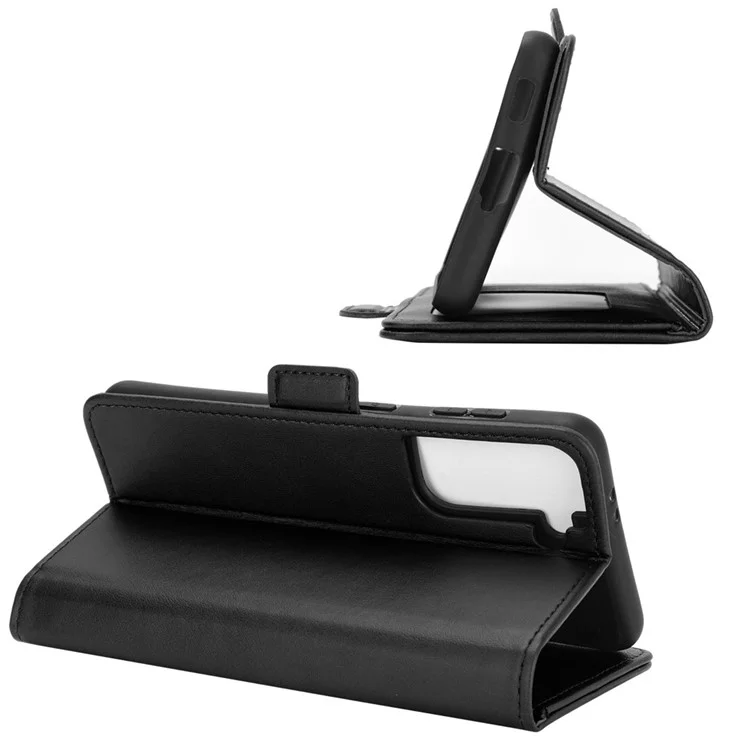 Double Magnetic Side Absorby Soport de Cuero Case Protector Para el Teléfono Para Samsung Galaxy S21 5G/S21 4G - Negro