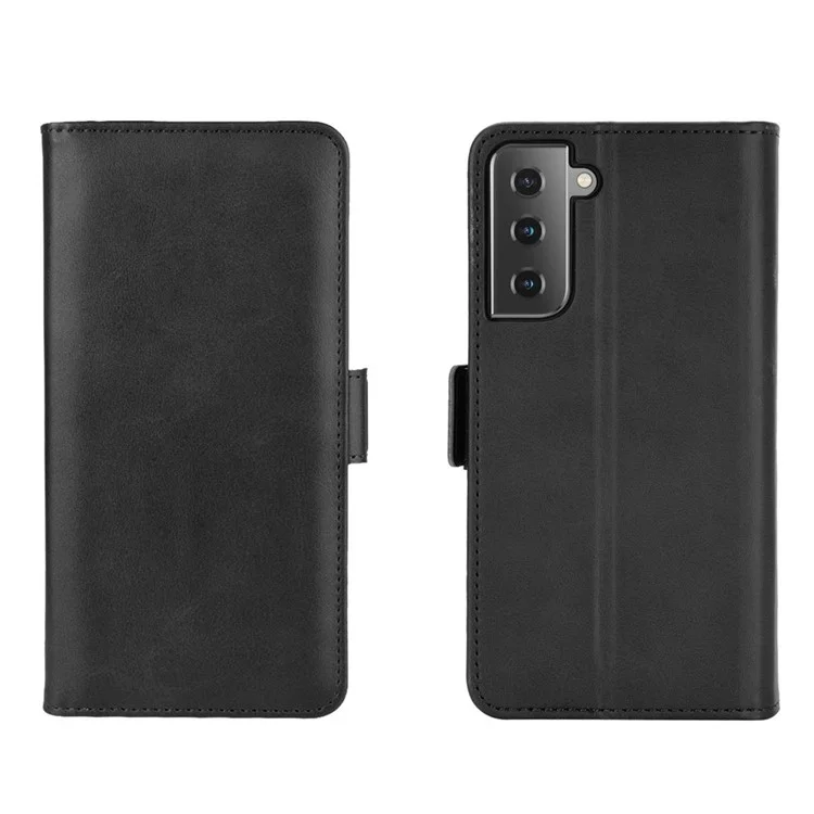 Double Magnetic Side Absorby Soport de Cuero Case Protector Para el Teléfono Para Samsung Galaxy S21 5G/S21 4G - Negro