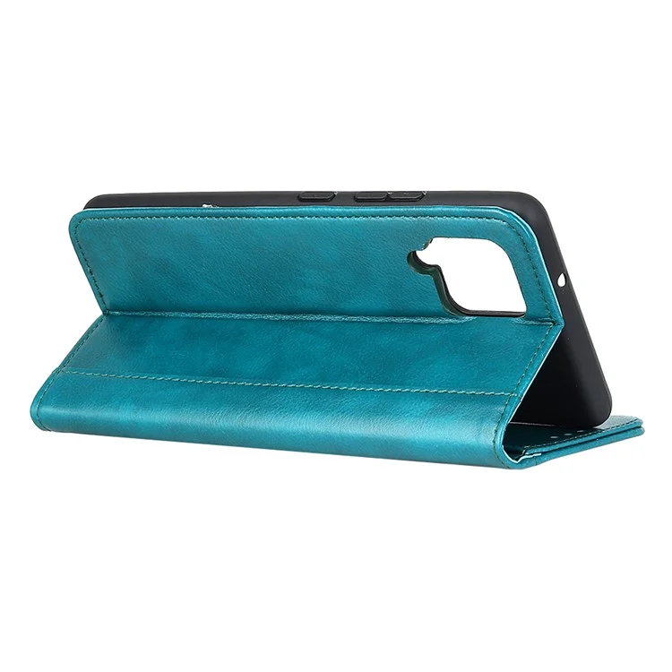 Retro Style Split Leather Case with Wallet + Stand for Samsung Galaxy A12 - Green