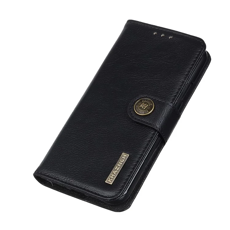 Khazneh Retro Style en Cuir Protector Stand Case Pour Samsung Galaxy A12 Avec Fermure Magnétique - le Noir