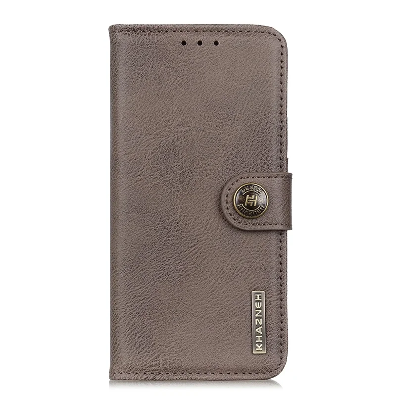 KHAZNEH Retro Style Leather Protector Stand Case for Samsung Galaxy A12 with Magnetic Clasp Closure - Khaki