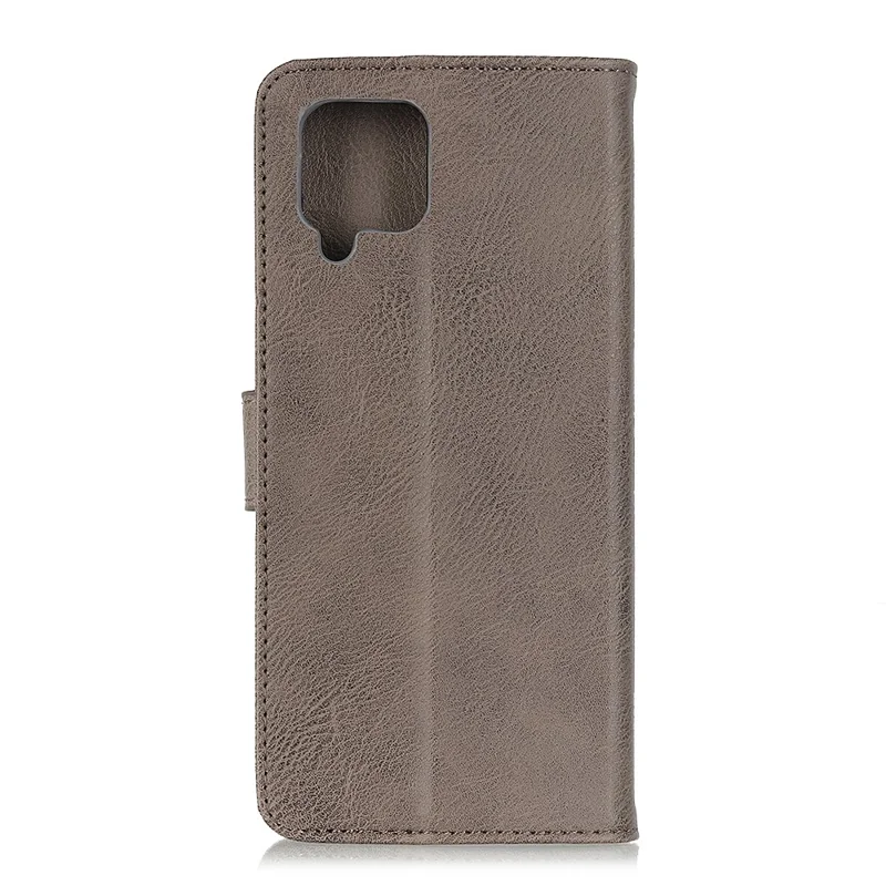 KHAZNEH Retro Style Leather Protector Stand Case for Samsung Galaxy A12 with Magnetic Clasp Closure - Khaki