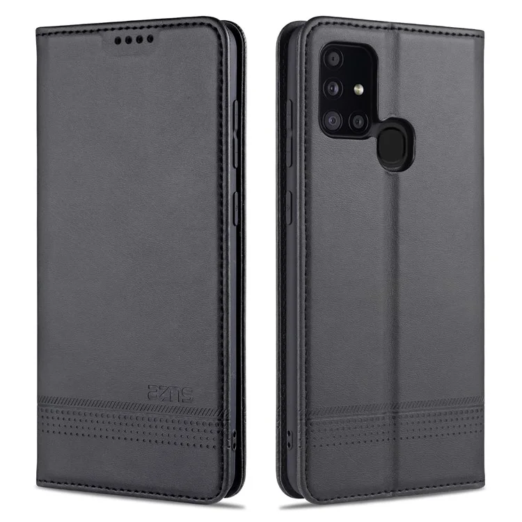 AZNS Magnetic Absorption Wallet PU Leder -mobiltelefon -standabdeckung Für Samsung Galaxy M31 - Schwarz