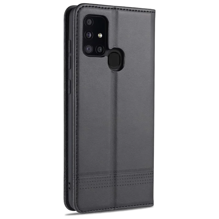 AZNS Magnetic Absorption Wallet PU Leder -mobiltelefon -standabdeckung Für Samsung Galaxy M31 - Schwarz