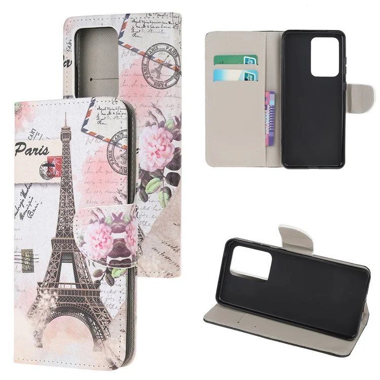 Pattern Printing Cross Texture Leather Wallet Phone Stand Protective Case for Samsung Galaxy S30 Ultra/S21 Ultra - Iron Tower