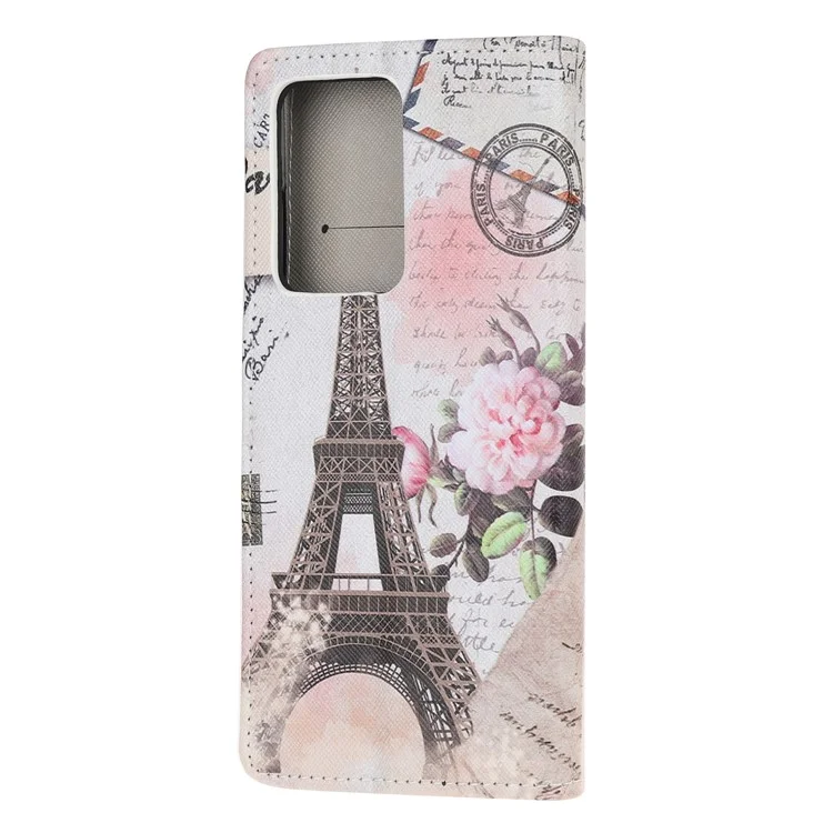 Pattern Printing Cross Texture Leather Wallet Phone Stand Protective Case for Samsung Galaxy S30 Ultra/S21 Ultra - Iron Tower