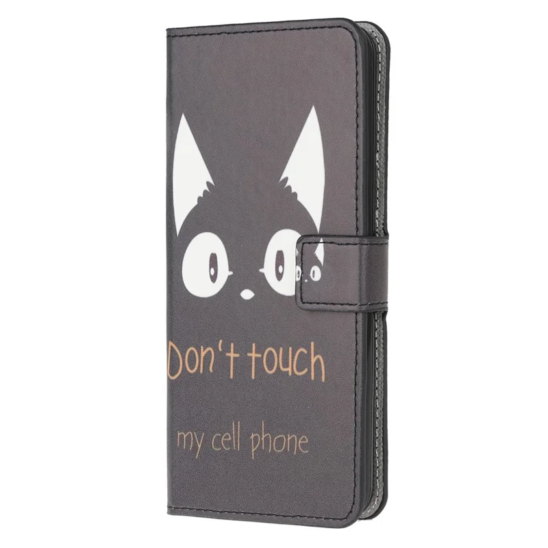 Wallet Stand Leather Pattern Printing Protective Case for Samsung Galaxy S30 Ultra/S21 Ultra - Black Cat