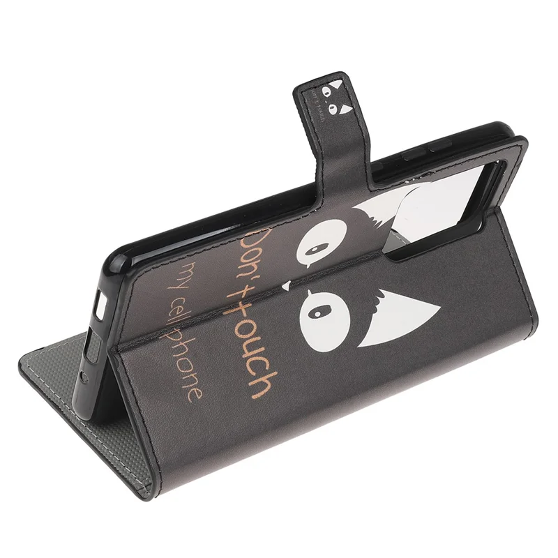 Wallet Stand Leather Pattern Printing Protective Case for Samsung Galaxy S30 Ultra/S21 Ultra - Black Cat
