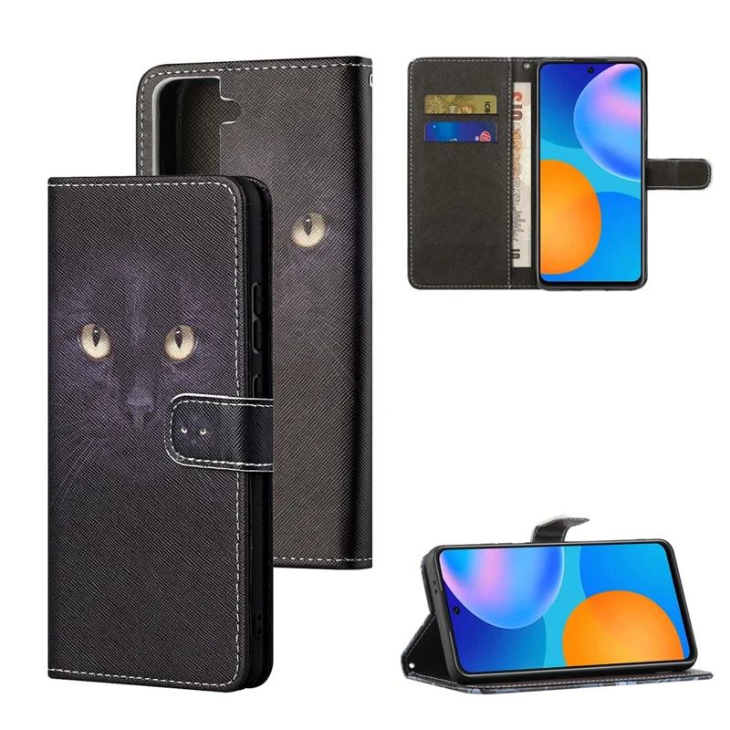 Pattern Printing for Samsung Galaxy S21 5G/S21 4G Cross Texture Leather Wallet Case - Cat Face