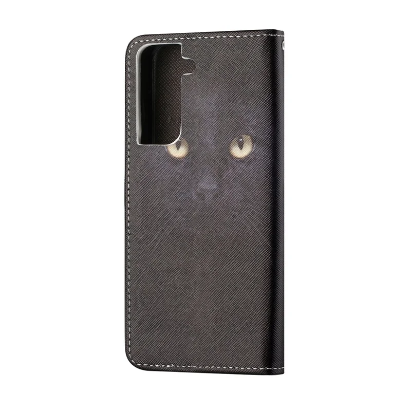 Pattern Printing for Samsung Galaxy S21 5G/S21 4G Cross Texture Leather Wallet Case - Cat Face