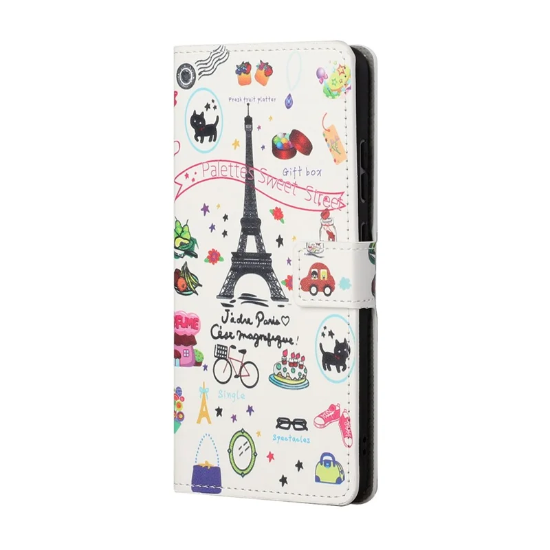 Wallet Stand Leather Pattern Printing Protective Case for Samsung Galaxy S21 5G/S21 4G Cell Phone Accessory - Eiffel Tower