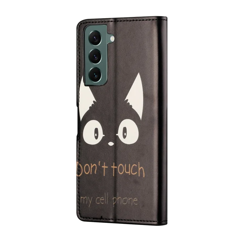 Wallet Stand Leather Pattern Printing Protective Case for Samsung Galaxy S21 5G/S21 4G Cell Phone Accessory - Don't Touch My Phone