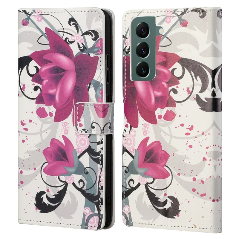 Wallet Stand Leather Pattern Printing Protective Case for Samsung Galaxy S21 5G/S21 4G Cell Phone Accessory - Rose Flower