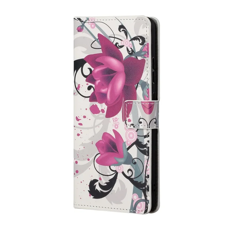 Wallet Stand Leather Pattern Printing Protective Case for Samsung Galaxy S21 5G/S21 4G Cell Phone Accessory - Rose Flower